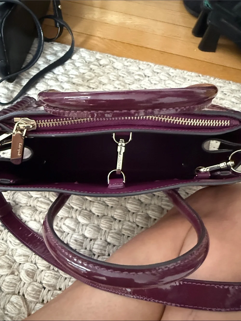 kate spade Glossy Patent Tote in Plum